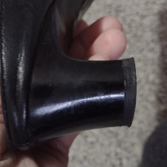 LIZ CLAIBORNE BLACK FABRIC/LEATHER FLEX MID-HEEL SQUARE TOE SIZE 8M MULES/SHOES - Picture 9 of 12